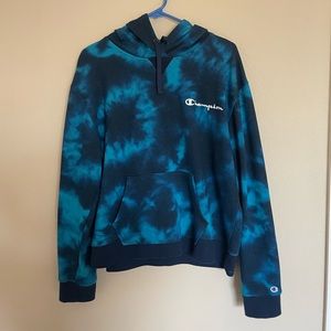 Champion Blue Tie Dye Hoodie Size XL